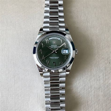 rolex day date arabic dial green|rolex arabic numerals price.